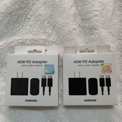 2 Brand New 45Watts Original Samsung Super Fast C-Type To C-Type Chargers