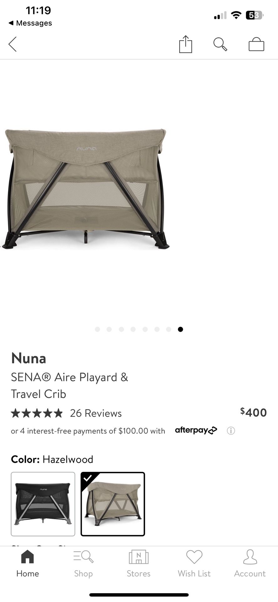 Beige Nuna Crib 