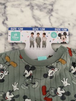 Disney Baby Mickey Mouse 4 Piece Knit Pants Set Green 12M Snap Casual