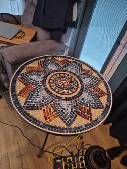 Round Mosaic Tile Side Table