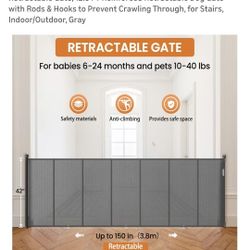 Retractable Gate, 42" Tall X 150" Wide 