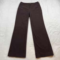Semantiks Womens Petite 2P Brown Wide Leg Low Rise Flat Front Pants READ