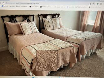 Twin Girls Room Set 2 Wooden Headboards with Frames 2 Twin Mattresses and Box Springs