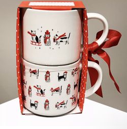 SET OF 2 New Elum HOME Winter Cat Mugs Assorted, Gift Set for Christmas Holidays