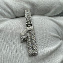 A Moissanite Number charm in Silver CZ with a CTW of 2.13