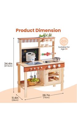 Wooden Mud Kitchen Play Set with Accessories (New)