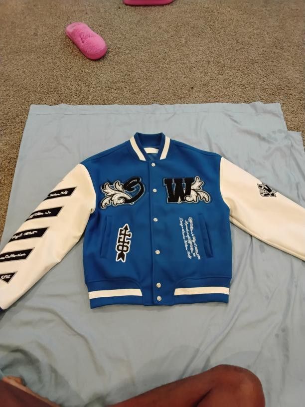 Off White Letterman Jacket Worn Once Still New Size Small