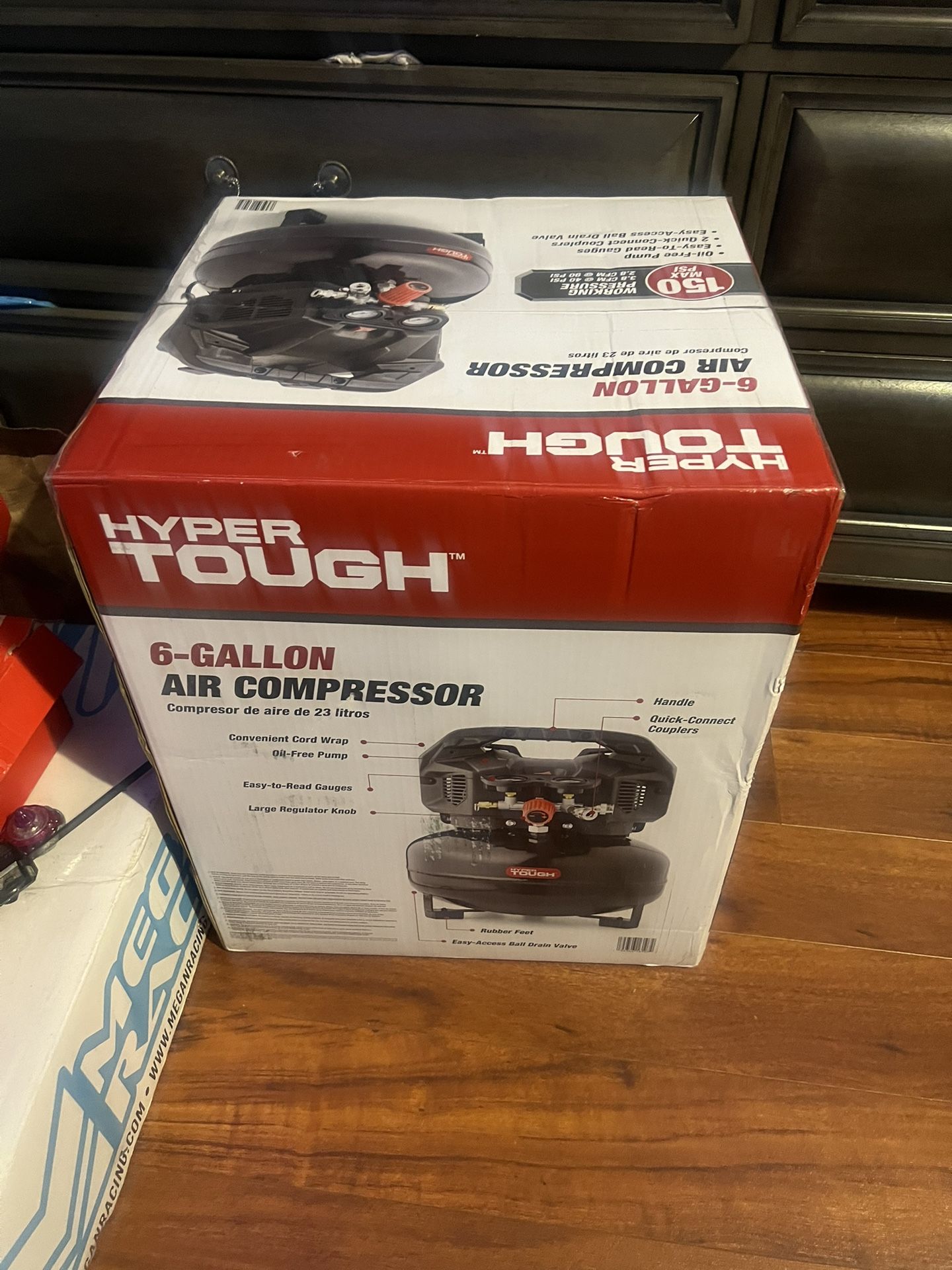 Hyper Tough Black 150 PSI Oil-Free Pancake Air Compressor 6 gal