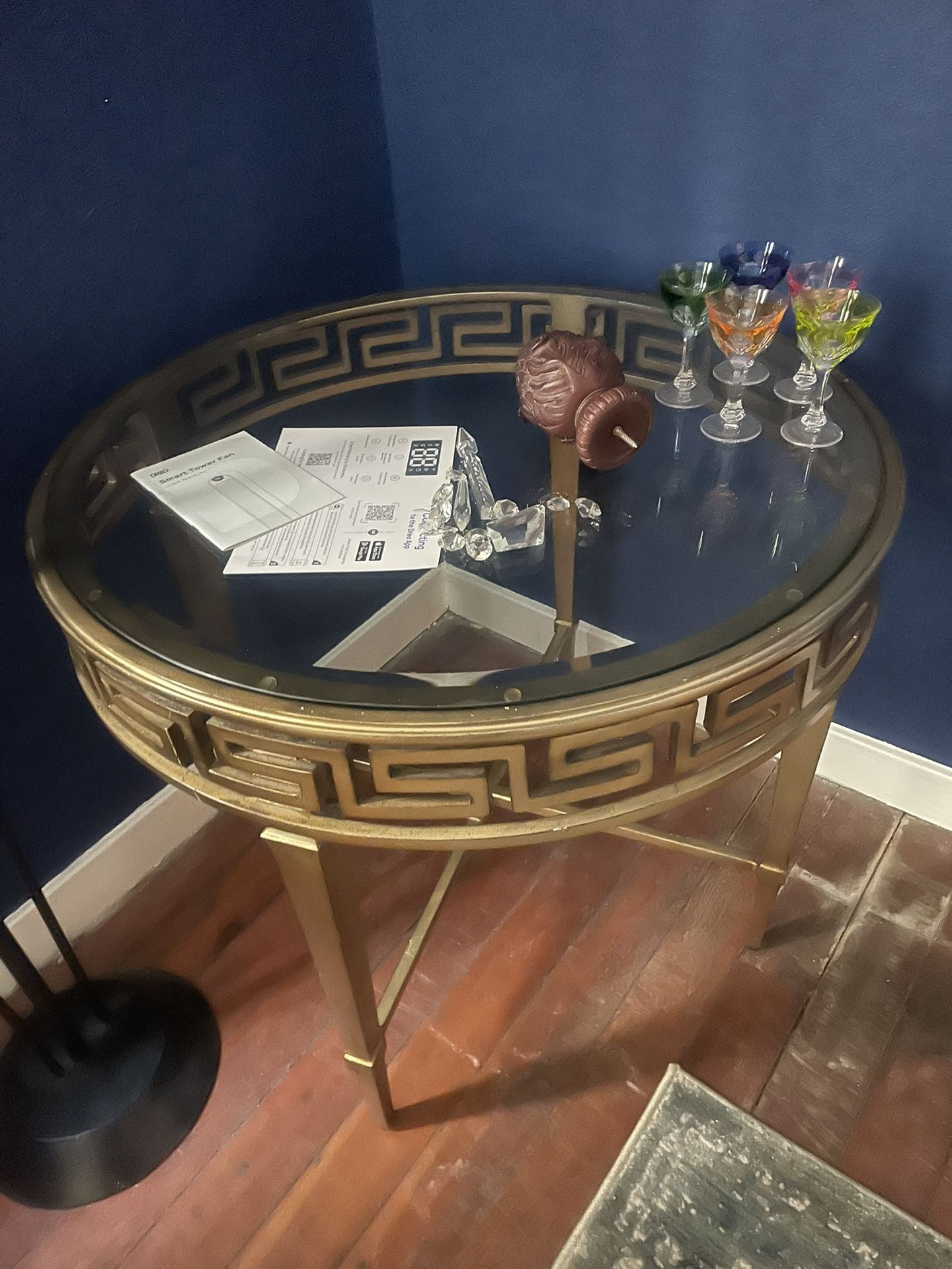 Ashton Greek Key Round End Table