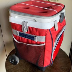 Igloo MaxCold Cool Fusion 36-Can Roller Soft Cooler - Red & Blue - Wheels & Handle