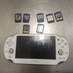 SONY PS Vita PCH-2000 Console (White) and 7 games