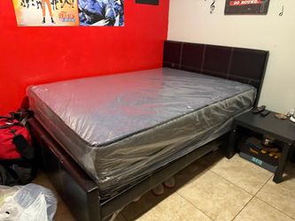 NEW BED FRAME FULL SIZE WITH MATTRESS AND BOX SPRING