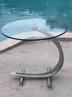 Metal And Glass Vintage Side Table.