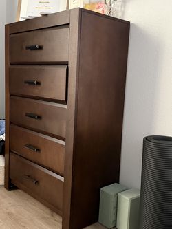 5 drawer dresser chest dark wood