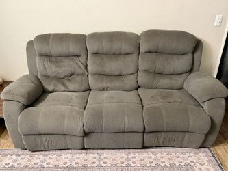 Gray Fabric Reclining Sofa