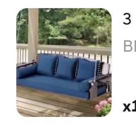 3 Seat Hanging Porch Swing, Patio Swing Bench with Cup Holders & 3 Back Cushions, Swing Chair with Chains or Deck Garden Backyar