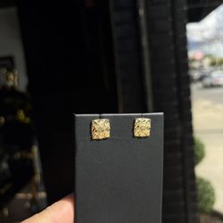 SQUARE NUGGET EARRINGS 10K