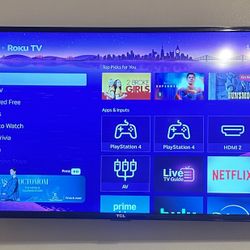 40” TCL Roku T.V. with Wall Mount, Remote and Power Plug