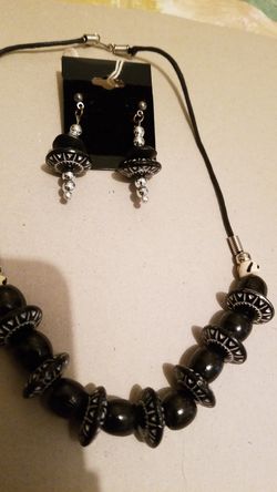 Earrings and necklace set.