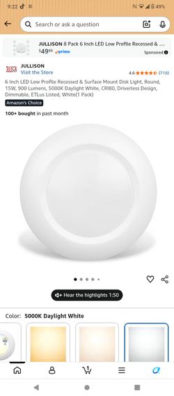 Jullison 6" Led Low Profile disk ligth