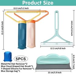Pet Hair Removal Tool, 4 PCS Dog Hair Remover for Couch, Efficient Pet Hair Remover for Furniture, Reusable Carpet Scraper, Carpet Hair Removal Tool, 