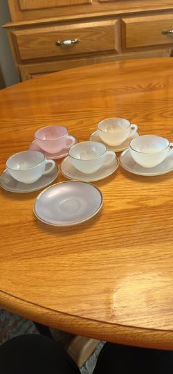 Vintage Iridescent Tea Cups And Saucers