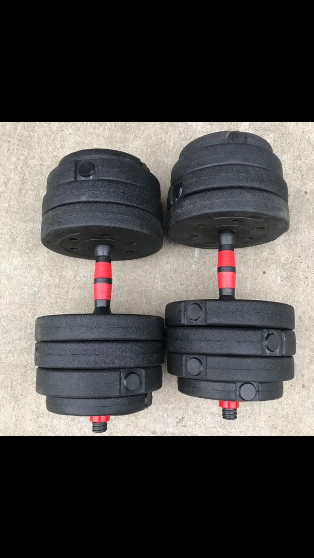 2 sets pair of 45lbs adjustable dumbbells