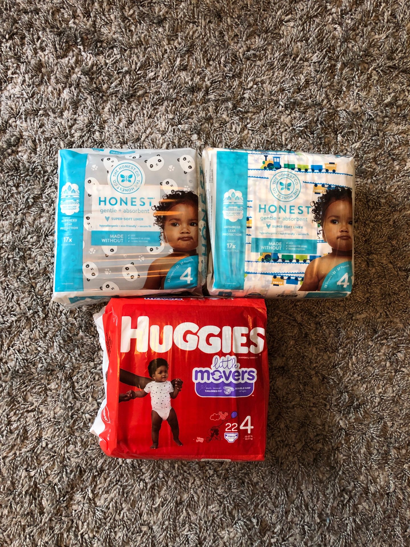 Honest and huggies diapers size 4
