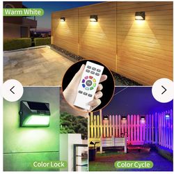 intelamp Solar Fence Lights - 6 Pack RGB Color Changing LED, Waterproof Outdoor Wall Lighting for Backyard & Patio, Black