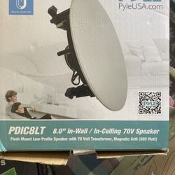 Pyle Ceiling and Wall Mount Speaker-8” 2-Way 70V Audio Stereo Sound Subwoofer Sound with Dome Tweeter,600 Watts,in-Wall&in-Ceiling Flush Mount for Hom