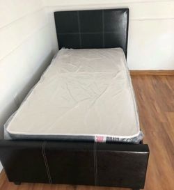 NEW BED FRAME TWIN SIZE WITH MATTRESS AND BOX SPRING