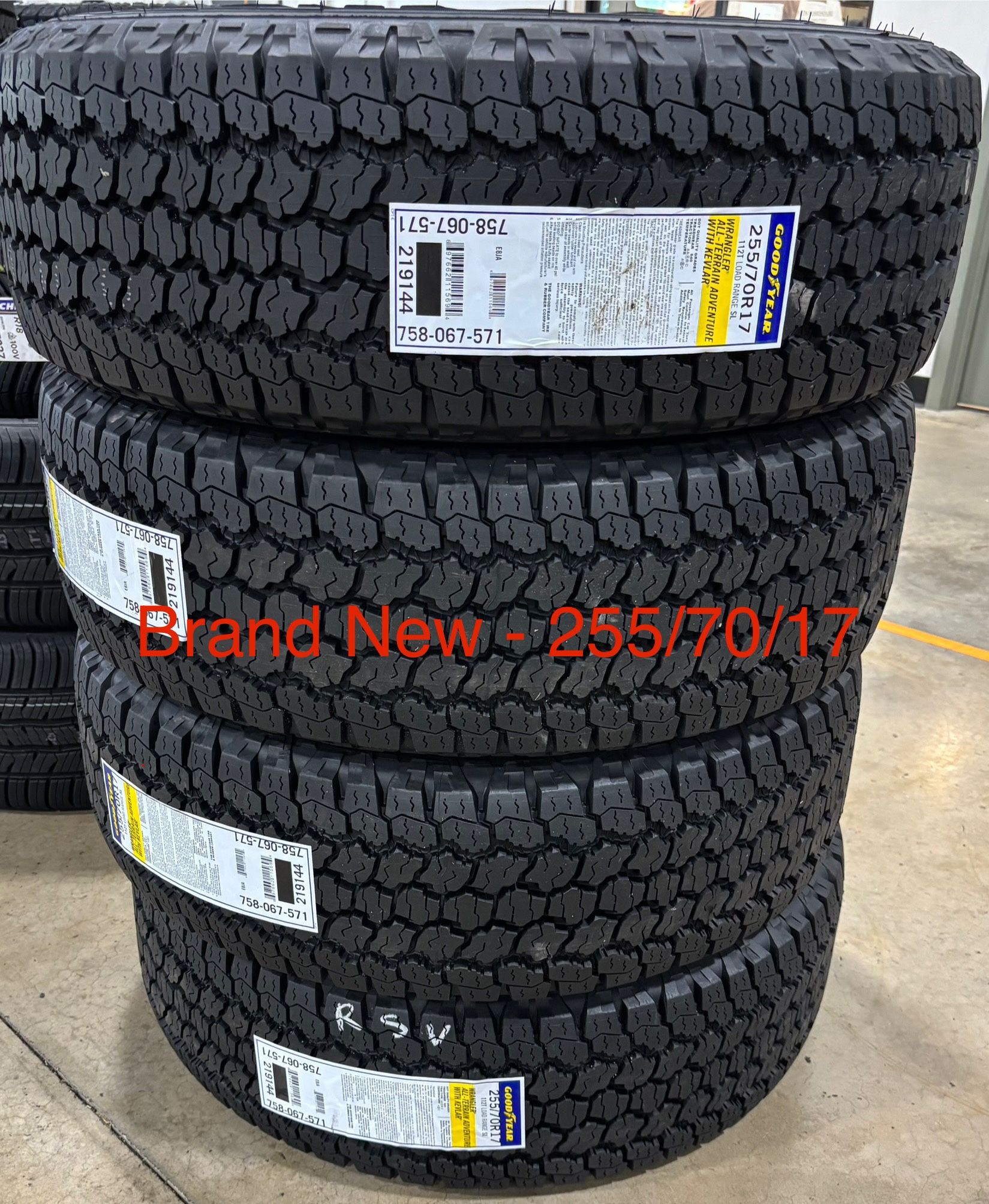 (4) - 255/70/17 Goodyear Wrangler All-Terrain Adventure With Kevlar