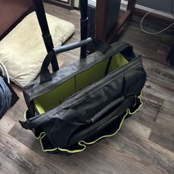 AWP Black polyester 14-in X 10.5-in X 17 Zippered Rolling Tool Bag