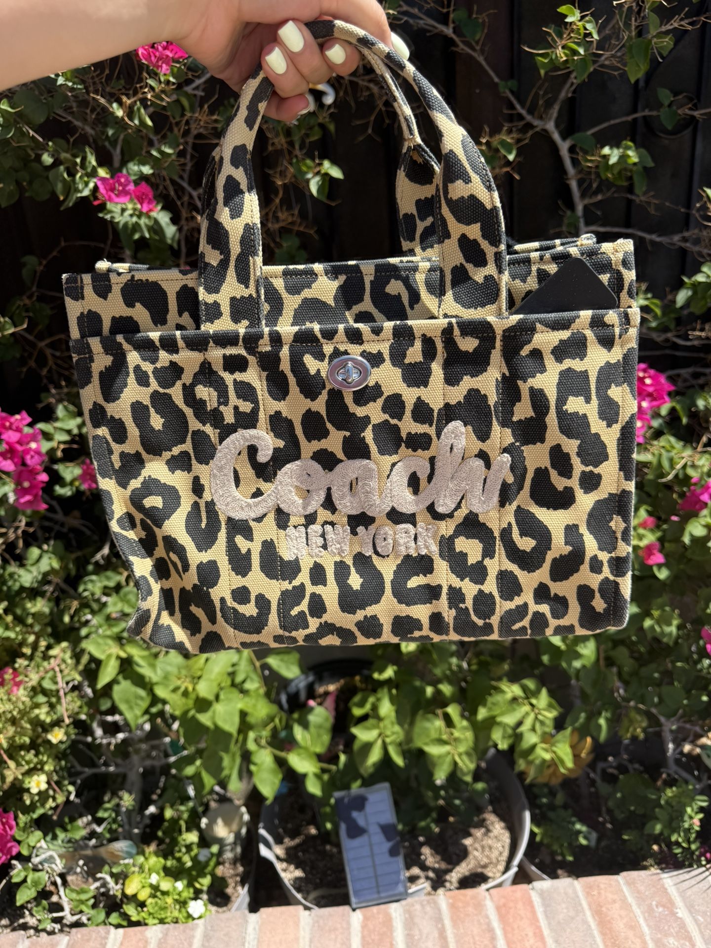Coach Cargo Canvas Leopard Print Tote Bag