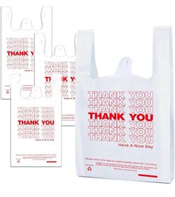 Thank You Plastic T-Shirt Shopping Bags 100 bags $6