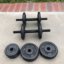 Cheap! Dumbbell Set w/ Extra Weight Plates (Metal) Home Gym Workout