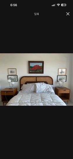 CB2 Nadi Wood MCM (mid century modern) style Queen bed