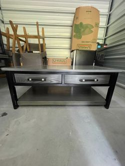 Grey Wood Coffee Table and End Tables with Drawers