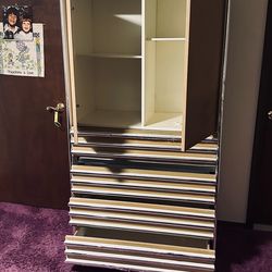 Dresser high boy modern with chrome and felt front