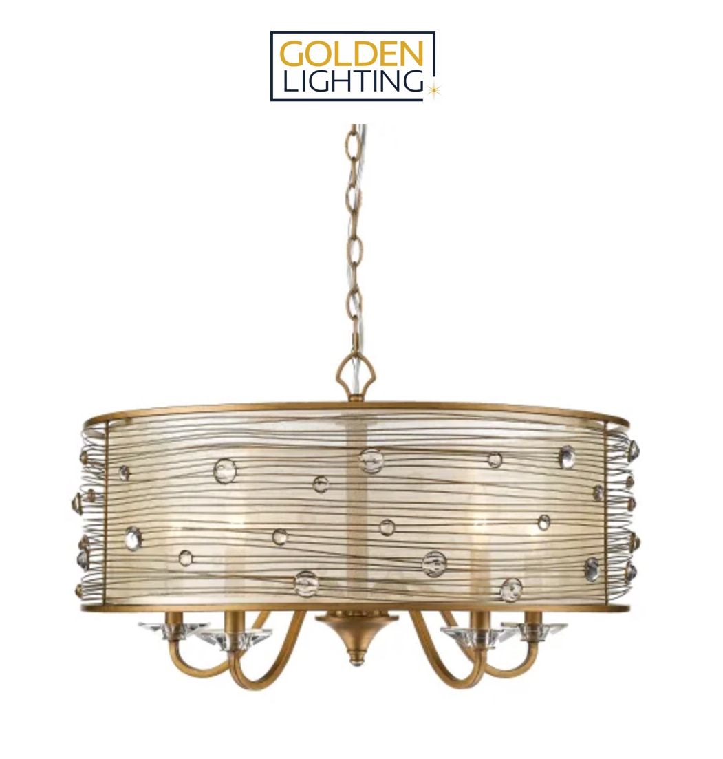 Golden Lighting Joia 5 Light 26" Wide Taper Candle Drum Chandelier with Crystal Accents