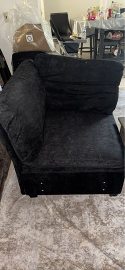 Black Velvet Modular Sofa Section