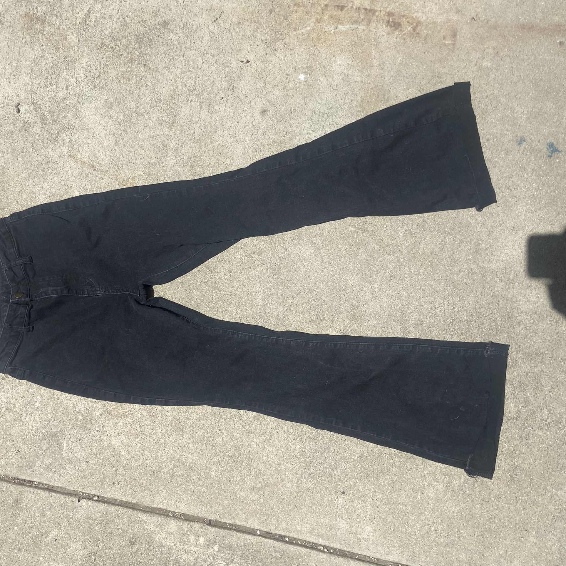 Shein Teen Girls Black Flare Jeans Size 14Y High Waist Stretch Denim