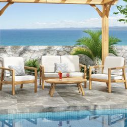 4 Piece Teak Lounge Chair Set