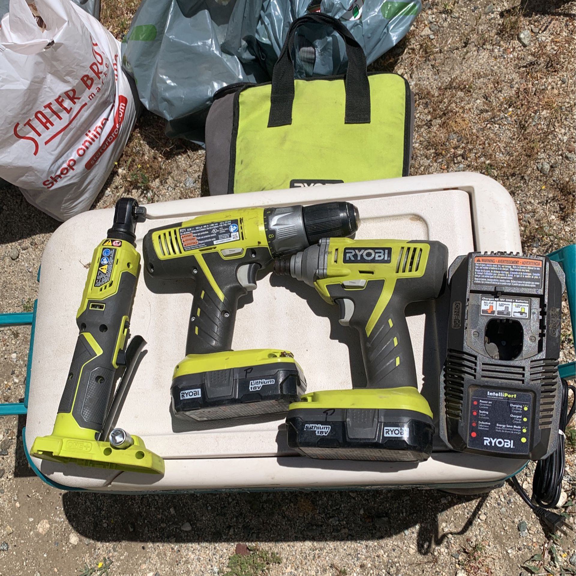 Ryobi Drill And Impact With Side Ratchet 