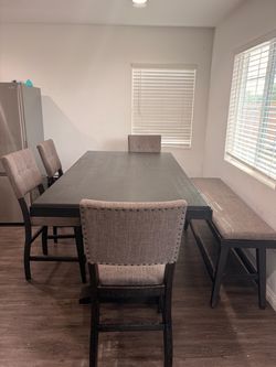 Counter Height Dining Table Set with Chairs and Bench