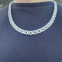 Plata 925 Cadena Tejido Chino Largo 24 Pulgadas. 