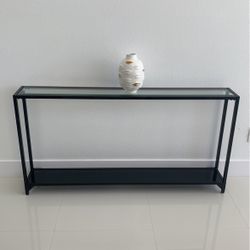Narrow Metal Console Table in Black