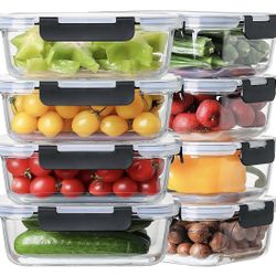 8 Pack 36oz Large Glass Meal Prep Containers with lids