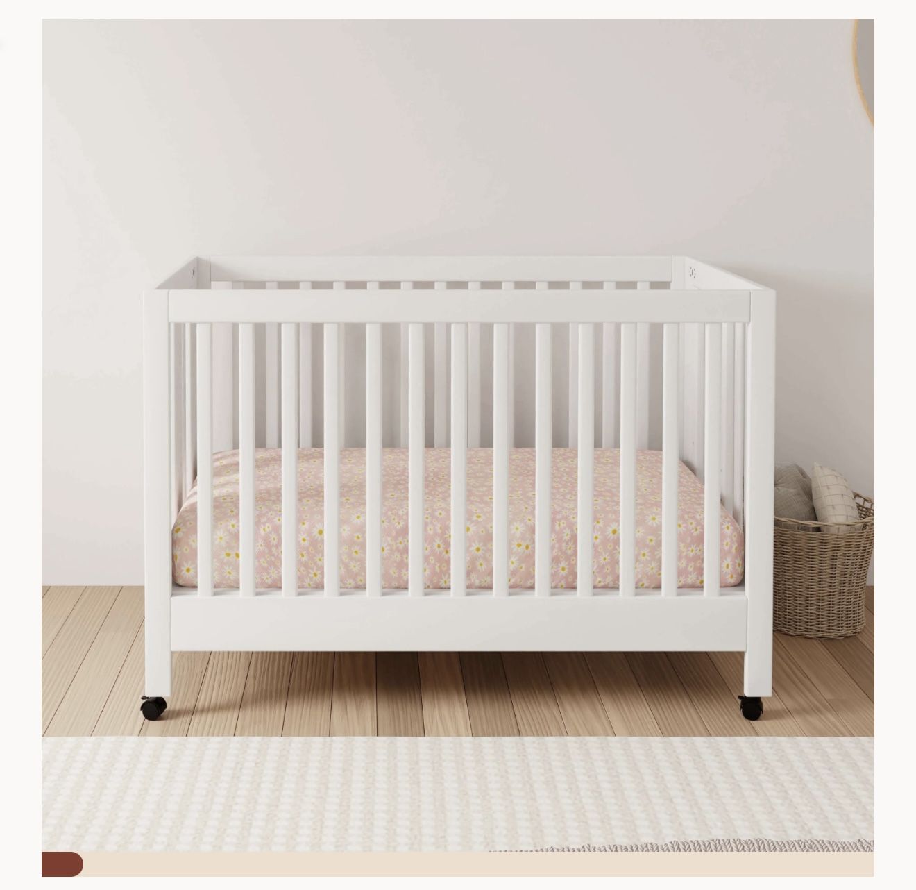 Maki Portable Folding Crib With Toddler Conversion Kit