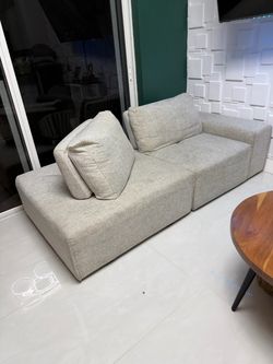 Title: Modern Beige Sofa & Loveseat Set – Modular Style  Description: Beautiful matching